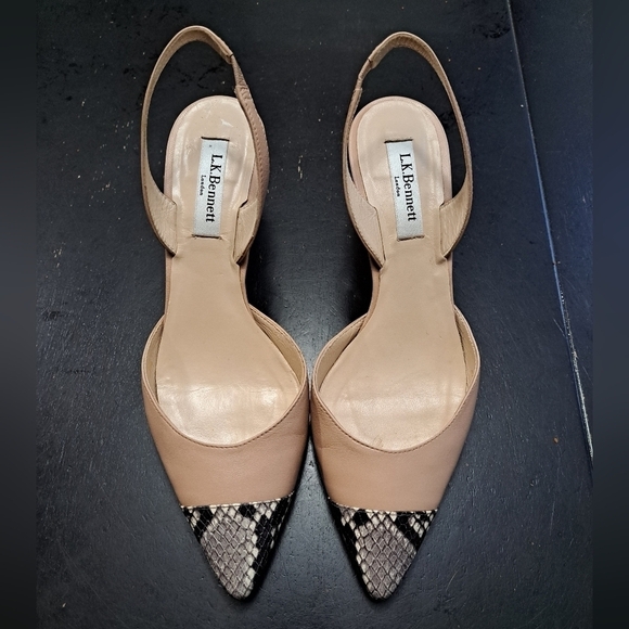 L.K. Bennett London Keira Snakeskin Cap Toe Heels  Size 7 (37.5) - Picture 2 of 12